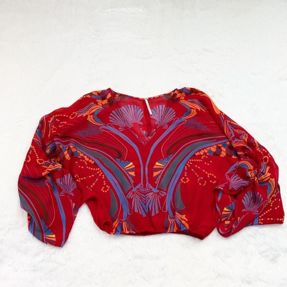 Like New Red and Blue Sheer Free People Beneath the Sea Top, size XS - Picture 5 of 7